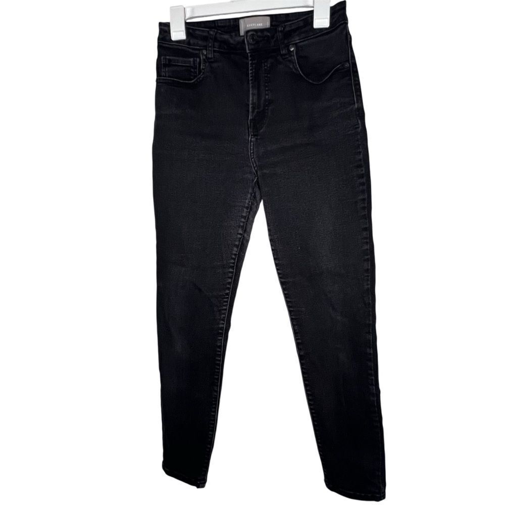 Everlane The Curvy High Rise Skinny  Black Denim Ankle Jeans Size 30 Regular